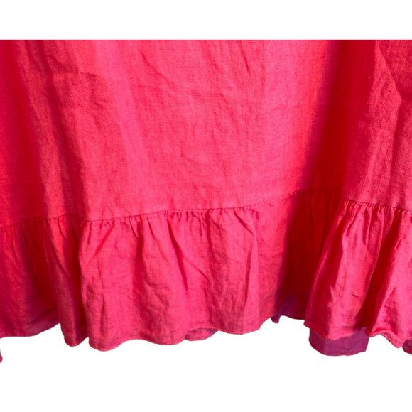 PIAZZA DEL TEMPIO FUCHSIA 100% LINEN SUMMER TOP (SZ M / OVERSIZED) - Picture 6 of 8
